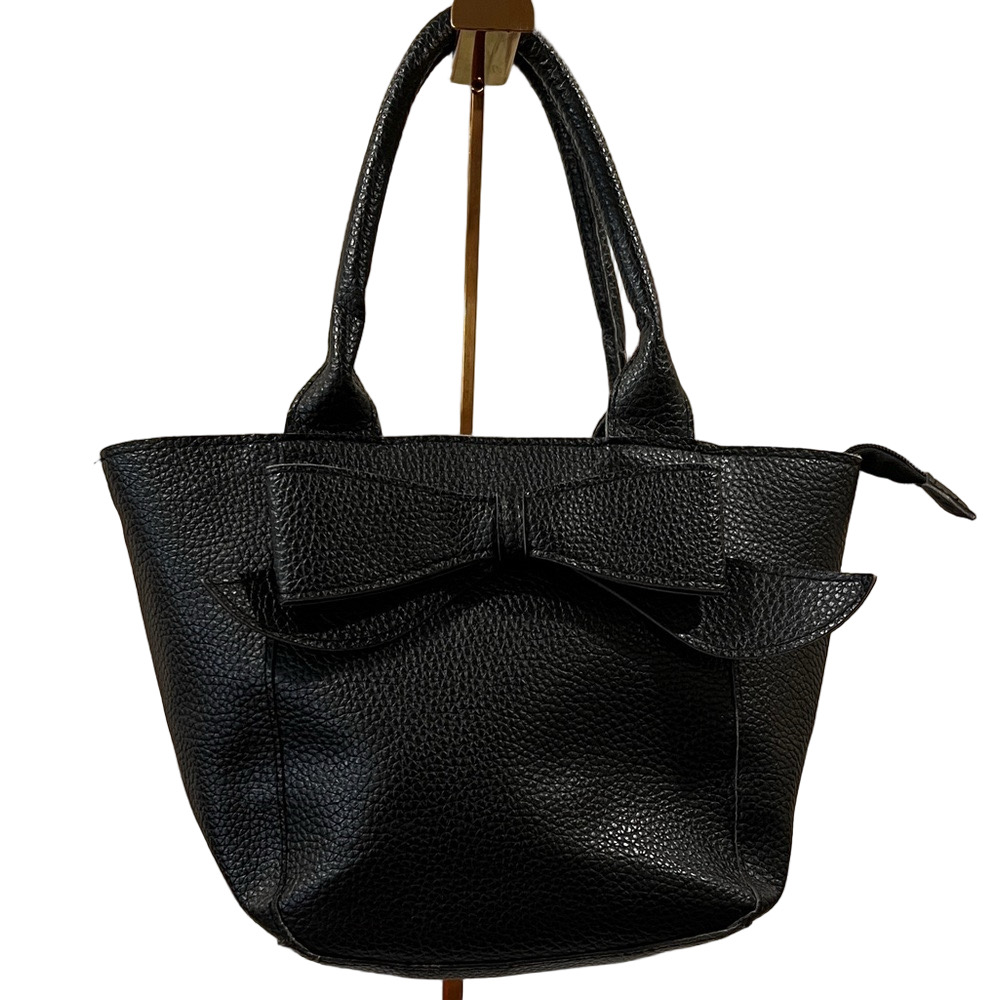 Main Street Collection Black Bow Tote Bag - Vegan Leather EUC